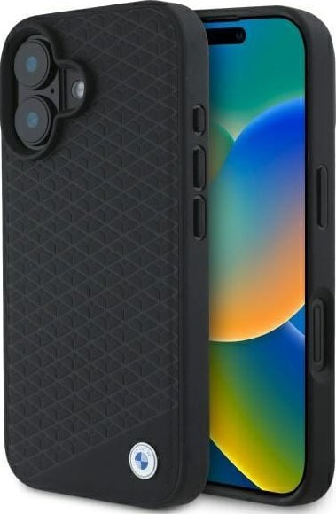 Mbulesë BMW BMHMP16S23RDDK për iPhone 16 6.1", hardcase lëkurë, MagSafe, e zezë