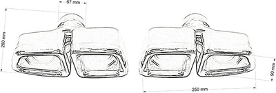 Fund auspuhi Mercedes E63 W212, 250x90mm, hyrje 67mm, metalik