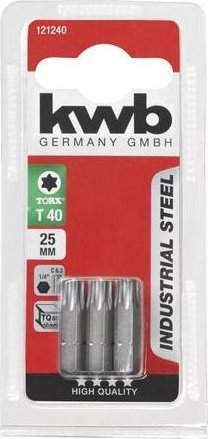 Set bitash Torx Kwb 121240, T40, 1/4" C 6.3, 3 copë