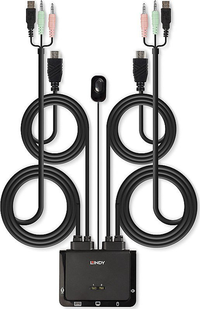 Switch KVM Lindy 2 porta, USB HDMI, 4K, i zi