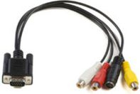 Kabllo VGA në RCA x3 dhe S-Video MicroConnect MONGGSV, 0.3m, i zi