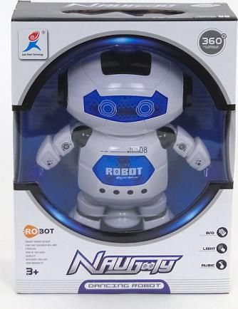 Lodër robot Naugtoy Dancing Robot, me drita edhe muzikë, 360°, bardh edhe blu
