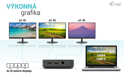 Doking i-tec USB-C, 3 ekrane, LAN, karikim PD 100W