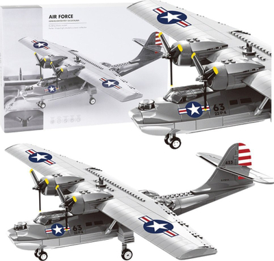 Blloqe ndërtuese LeanToys PBY-5A Catalina, 364 pjesë, avion ushtarak, shumengjyrësh