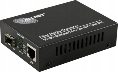 Konvertues fibër Ethernet ALLNET ALL-MC104G-SFP1, 1x RJ45 10/100/1000, slot SFP, i zi