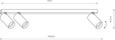 Ndriçues tavanor Nowodvorski Mono III 7783, 3 spote GU10, 70 cm, bronzi dhe i zi