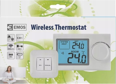 Termostat wireless EMOS P5614, programues, me ekran digjital, i bardhë