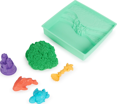 Set rërë kinetike Spin Master Kinetic Sand Sandbox, tabaka lojnash, ngjyrë e gjelbër
