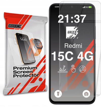 Xham mbrojtës hibrid GrizzGlass HybridGlass për Xiaomi Redmi 15C 4G, transparant