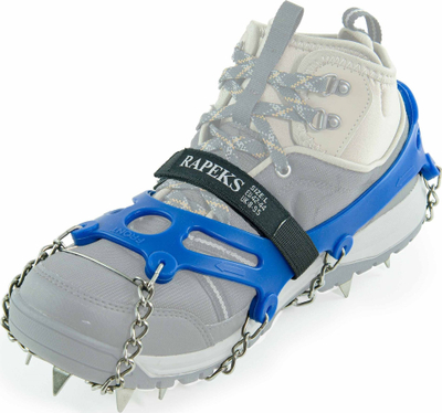 Kapëse akulli Rapeks ICETRAK L, 13 dhëmbë çeliku inox, kornizë gome elastike, blu