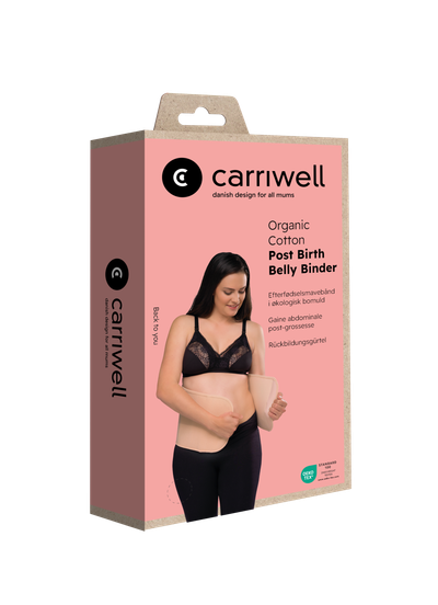 Rrip paslindjeje Carriwell Belly Binder, pambuk organik, mbyllje me çiçak, L XL, bezhë