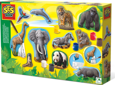 Set krijues për derdhje dhe pikturim Amos Creative Casting and Painting Animals, 11 figura, me ngjyra