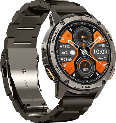 Orë inteligjente Maxcom FW110 Titan Chronos, 1.43" AMOLED, IP69K 5ATM, e zezë
