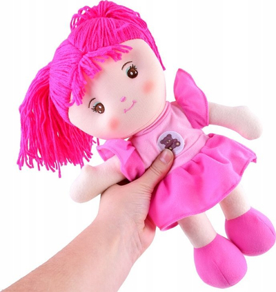 Kukull prej cope Zuzia, 33 cm, me fustan rozë