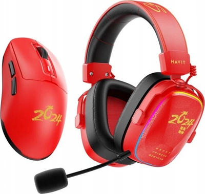 Set gaming Havit H2039BG, kufje edhe maus, me Bluetooth, i kuq e zi