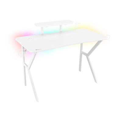 Tavolinë gaming Genesis Holm 320 RGB, 120×60 cm, HUB USB, e bardhë