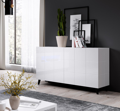 Komodë Reja Sideboard 2D, me 2 dyer, shkëlqim i bardhë