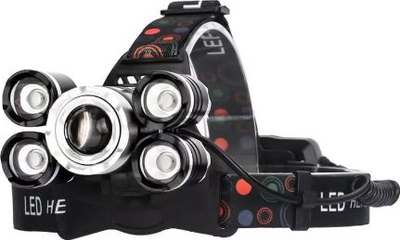 Fener koke Powerful Headlamp, 5 LED Cree, 2 bateri rikarikueshme, i zi