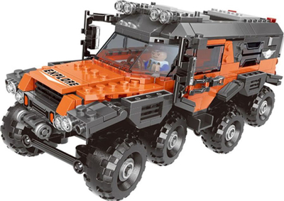 Set blloqesh ndërtimi Xingbao Offroad Adventure XB-03027, 529 copa, makinë terreni, portokalli me të zezë