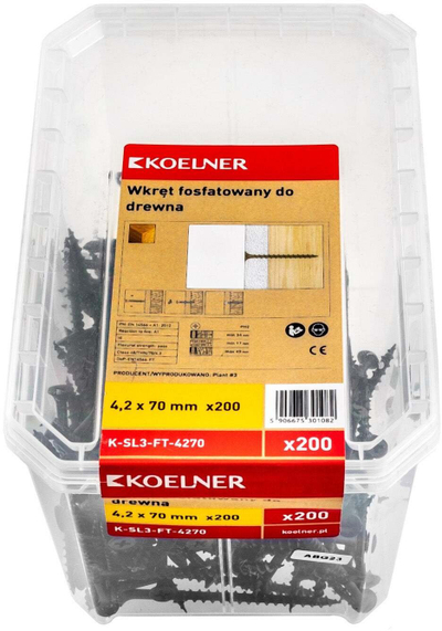 Vida për gips FT, 4.2x70 mm, kuti plastike 200 copë, të zeza