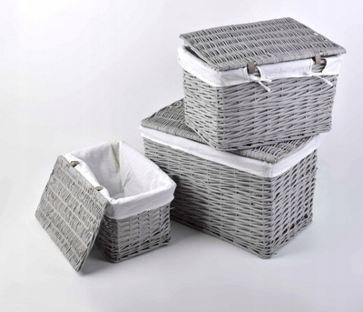 Set arka organizuese Lumarko, 3 copë, shporta të thurura, gri