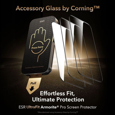 Mbrojtëse ekrani ESR UltraFit Armorite Pro, për iPhone 17 Pro Max, xham Corning, transparente