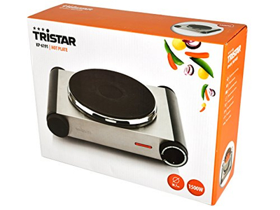 Plitë elektrike Tristar KP-6191, 1500W, 1 vend gatimi, inox e zezë