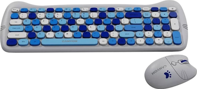 Set tastierë edhe mi wireless Canyon HSET-W6 Silent Kitty Edition, komplet me mousepad, blu