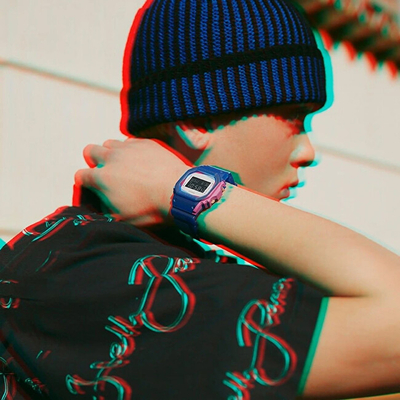 Orë dore për meshkuj Cassio G-Shock DWE-5600PR-2ER Limited Edition, e kaltër
