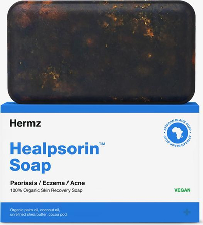 Set sapun Hermz Healpsorin African Black Soap, 2 copa, organik, për psoriazë dhe akne