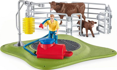 Set lodrash Schleich Happy Cow Wash, FARM WORLD, shumëngjyrësh