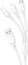 Kabllo Dudao 3në1, USB në USB-C / microUSB / USB Lightning, 1.2m, e bardhë