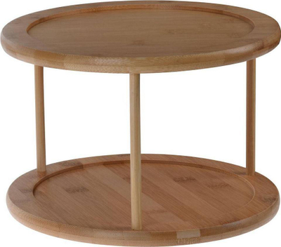Stendë rrotulluese me dy kate Excellent Houseware, bambus, Ø25 cm, ngjyrë druri natyrale