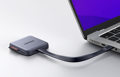 Adapter lexues kartash Ugreen CM898, 3 në 1, USB C, magnetik, gri e errët