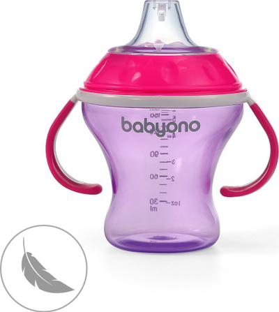 Gotë trajnimi BabyOno Take Care, 180ml, pa rrjedhje, vjollcë