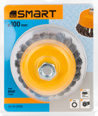 Furçë teli pot SMART365, 100mm, fijet e përdredhura, për brisk rrotullues