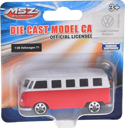 Makina lodër metalike Jokomisiada Volkswagen T1, shkalla 1:56, me sustë, shumëngjyrëshe