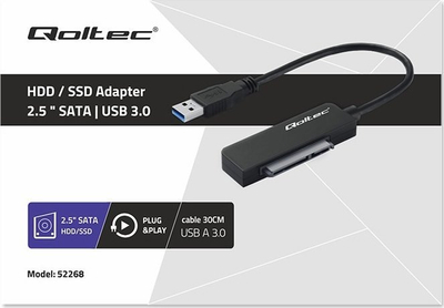 Adapter kabllo Qoltec SATA në USB 3.0, për SSD HDD 2.5", 5Gb/s, 2TB, i zi