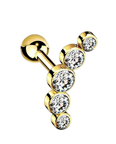 Vath teke Troli Long, gold plated, cubic zirconia transparent, VHLLE00669GW