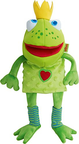Kukull dore HABA Frog King, pellush, për kalamaj, jeshile