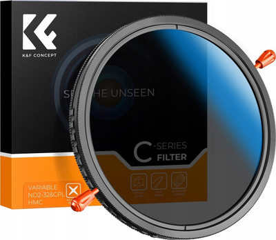 Filtër lente K&amp;F Concept 77mm CPL ND2ND32, variabël, blu