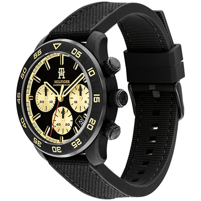 Orë dore për meshkuj Tommy Hilfiger TH85 Chronograph 1792182, e zezë