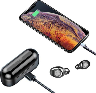 Kufje Bluetooth TWS BT, Bluetooth 5.1, kuti karikimi me ekran LCD, të zeza