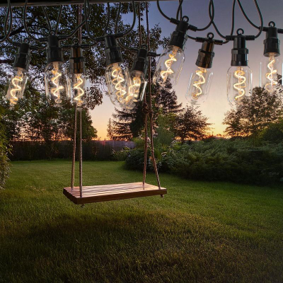 Garlandë dritash Saska Garden Party Light Outdoor, 12 LED spiral, 6.3m, e zezë