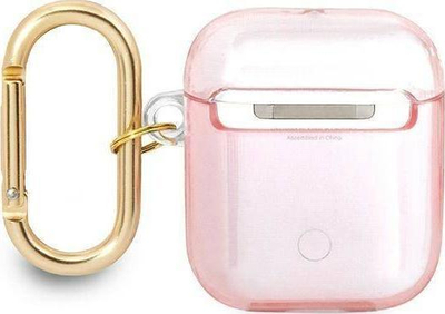 Mbulesë mbrojtëse Guess Strap Collection për AirPods, me rrip dekorativ, rozë
