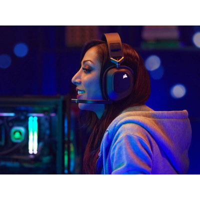 Kufje gaming Corsair HS80 Wireless, 7.1 Dolby Atmos, RGB, të zeza