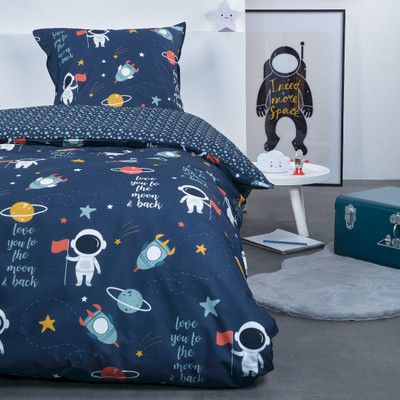 Set mbulesë jorgani Happy Today Animal, 140 x 200 cm, jastëk 63 x 63 cm, blu e errët