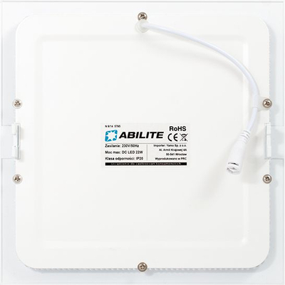 Panel LED për tavan Abilite Square 45818, 225x225mm, 22W 230V, i bardhë