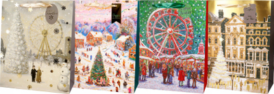 Qese dhurate Incood për Krishtlindje, 26x32 cm, me motive festive, shumëngjyrëshe