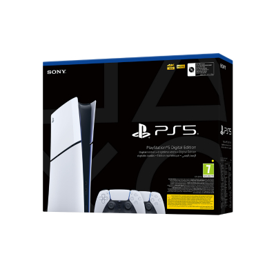 Konzolë Sony PlayStation 5 Slim Digital, 2xDualsense, Wireless, i bardhë/zi